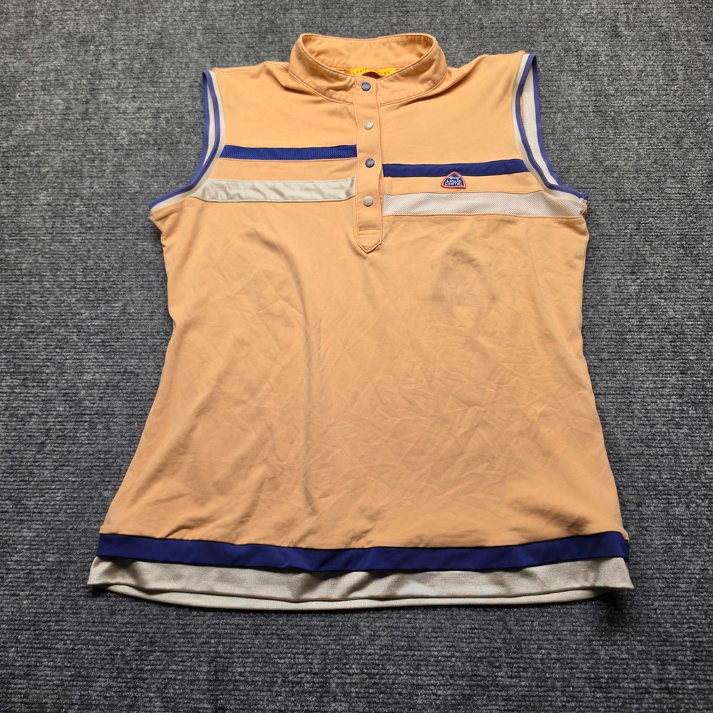Louis Castel Womens Sleeveless Golf Polo Shirt Orange Mock Neck Size 95 Medium